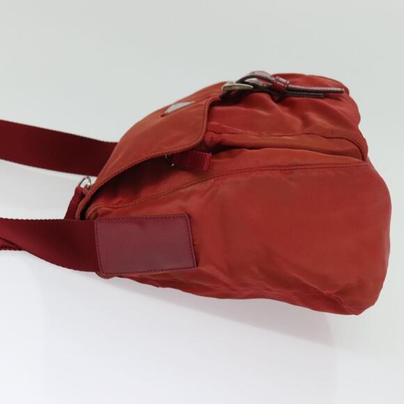 PRADA Shoulder Bag Nylon Red Silver - Picture 4 of 12